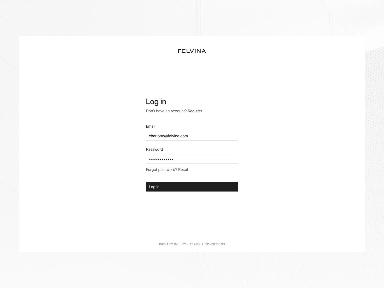 Login screen