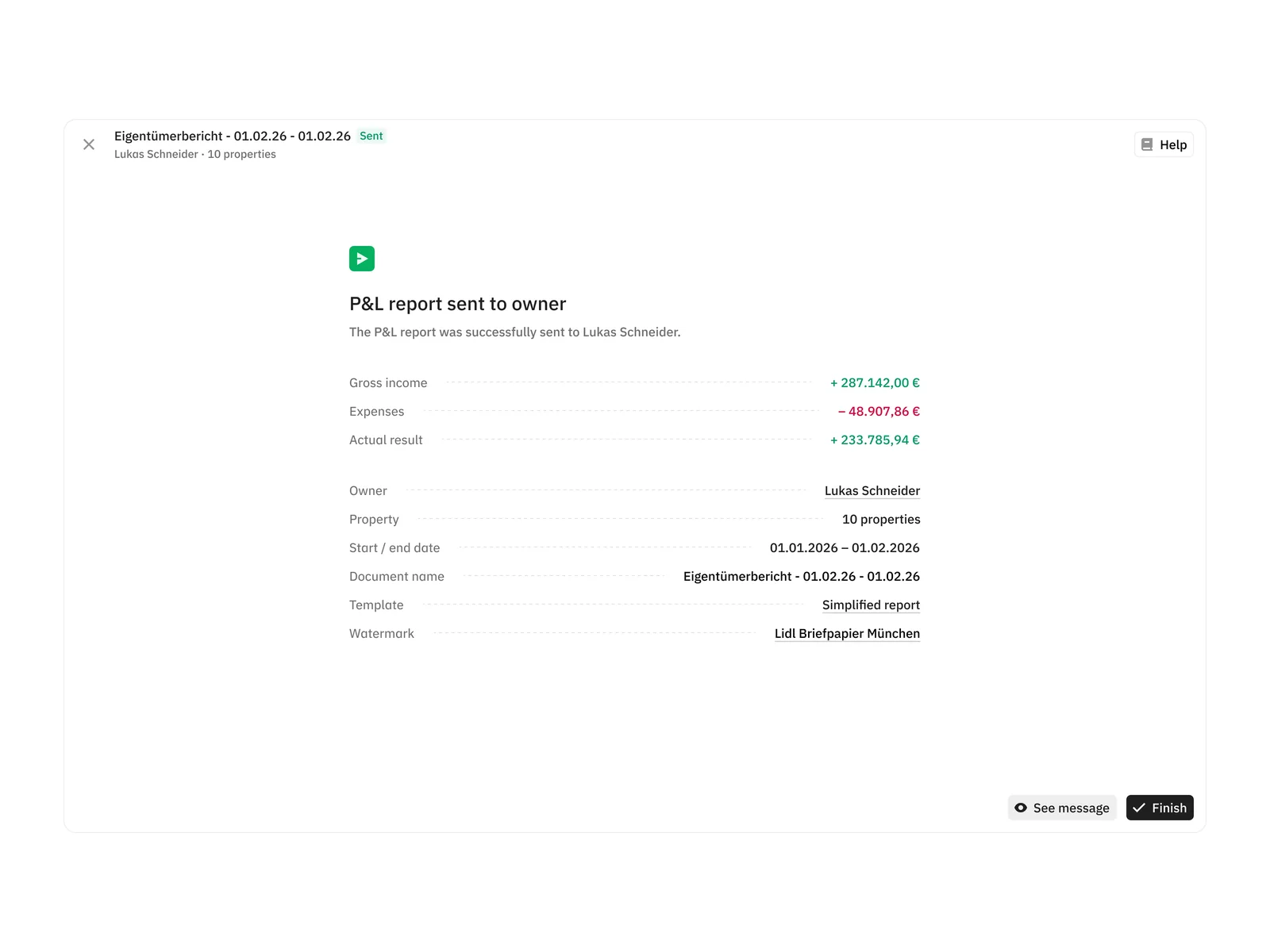 Sent document