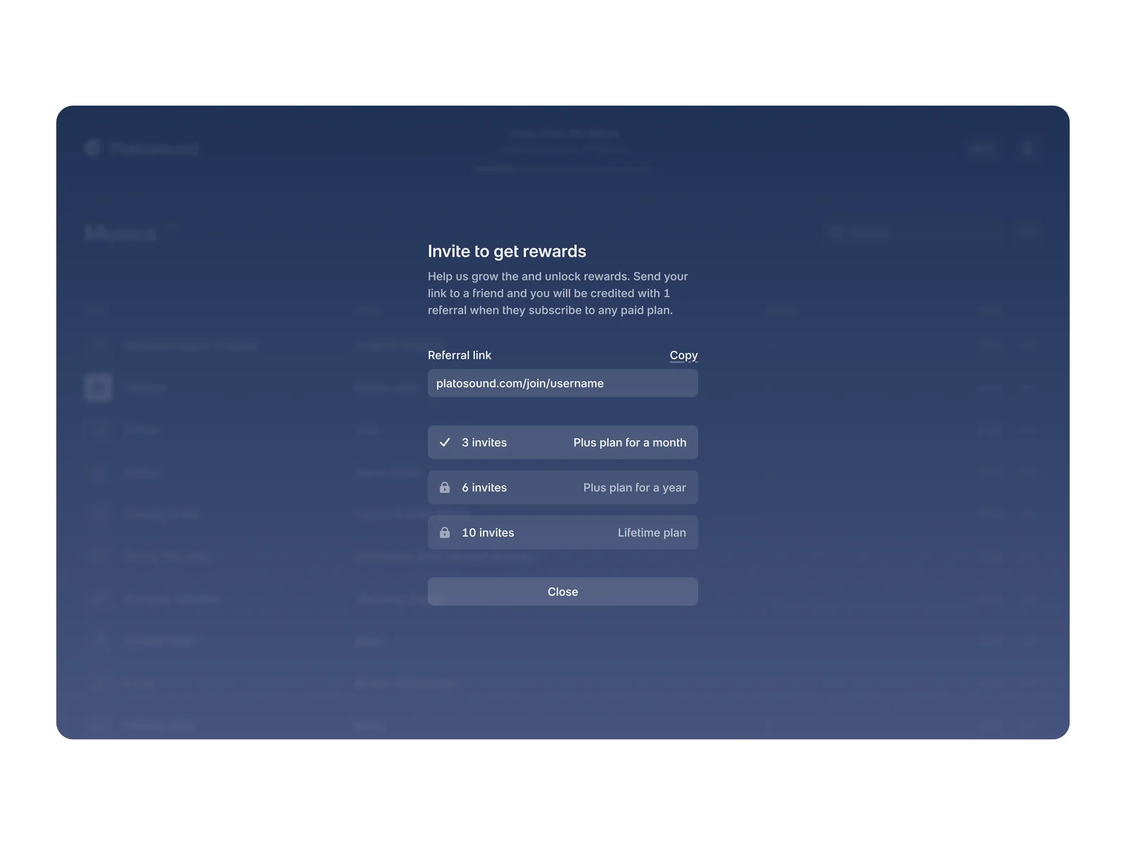 Invite screen